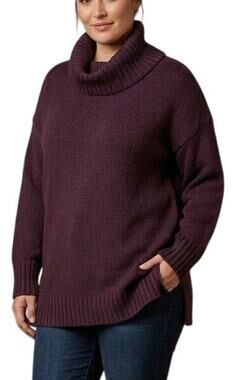 SKYLAR & JADE Cowl Neck Chenille Tunic Sweater in Deep Plum SZ XL